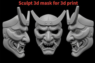 design a custom 3d cosplay helmet or mask for 3d printing
