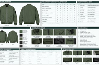 create varsity or bomber jacket tech pack for manufacturer