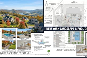 draw new york landscape permit plans, planting, pool design and backyard layout