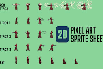 do 8bit 16bit 32bit pixel art sprite sheet 2d sprite sheet pixel sprite sheet