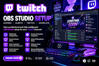 setup obs studio for scenes alerts with twitch and overlays