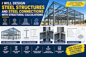 design steel structures and steel connections with structural calculation