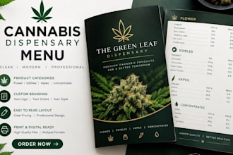 design a professional cannabis dispensary menu