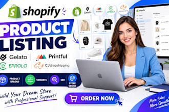 do shopify product listings gelato printful eprolo cjdropshipping store design