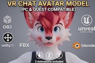 create furry vrchat model custom vr chat avatar furry fursona 3d vrc nsfw avatar
