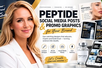 design peptide social media posts and promo graphics for your brand