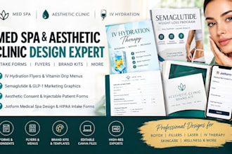 design med spa vormac, aesthetic clinic brand kit and iv hydration flyer