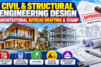 do civil and structural engineering design, architectural autocad drafting stamp