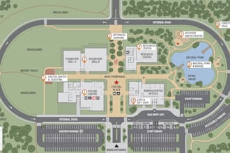 design wayfinding maps, visitor maps, campus maps, site maps and location maps