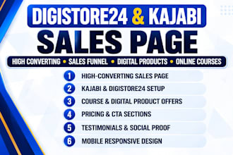 digistore24 sales pages, kajabi sales pages, course funnels