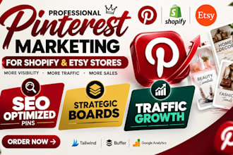 create SEO pinterest pins boards marketing for shopify etsy store traffic growth