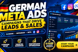 setup german facebook ads campaign, marketing instagram fb meta ads manager ads