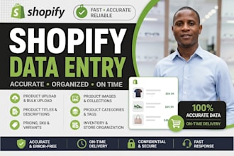 do professional shopify product listing and data entry manually