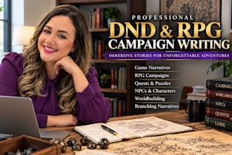 write game narratives, puzzles and game writing for rpg adventure games