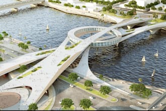 design 3d bridge models architectural with realistic rendering