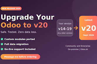 upgrade your odoo to version 20 with custom modules