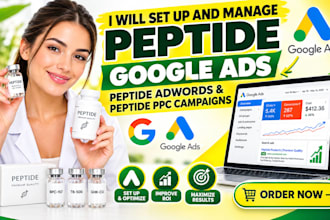 set up and manage peptide google ads, peptide adwords and peptide PPC campaigns