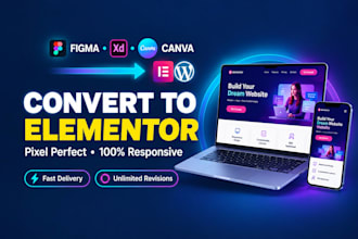 convert figma wix xd canva to elementor wordpress website