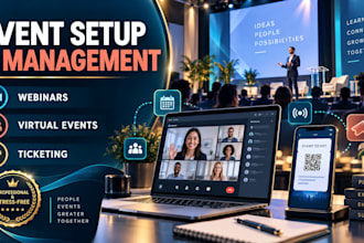 professionally set up and manage your eventbrite event, webinar, virtual event