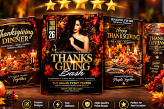 create a modern thanksgiving party flyer or event poster