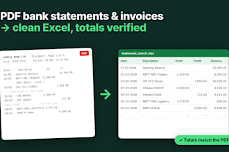 convert PDF bank statements and invoices to excel
