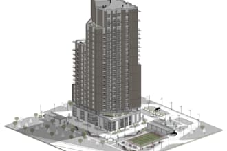 revit bim apartment model, podium building lod 500, civil 4d 5d bim structural