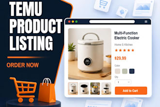 do temu shop product listing VA upload products and store management bulk upload