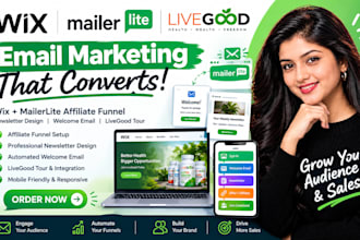 do wix mailerlite affiliate, newsletter design, welcome email, MLM livegood tour
