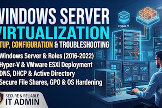 setup and troubleshoot windows server, hyper v, vmware esxi, and dns dhcp