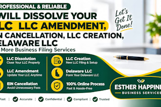 dissolve your llc, llc amendment, ein cancellation, llc creation, delaware llc