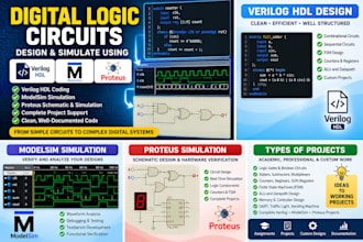 design and simulate digital logic circuits using verilog, modelsim and proteus