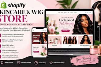 design beauty skincare store wig shopify store