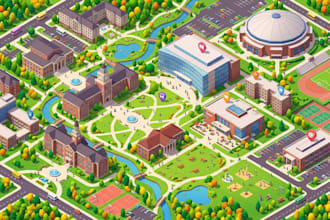 create campus university map wayfinding map navigation and visitor vector map
