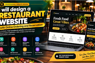 design a restaurant website with online ordering and reservation