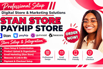 setup stan store, payhip store, gumroad, stan store email marketing, beacons ai