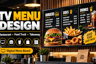 design TV screen menu boards for restaurants, food trucks and takeaway shops
