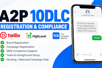 register a2p 10dlc on twilio and gohighlevel for SMS compliance