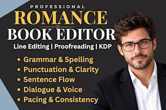be your romance book editor, line editing and proofreader for amazon KDP ebook