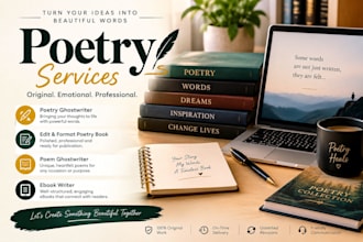 ghostwrite poetry edit and format poetry book poem ghostwriter and ebook writer