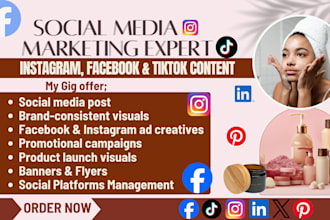 create beauty brand social media content to launch skincare social media manager