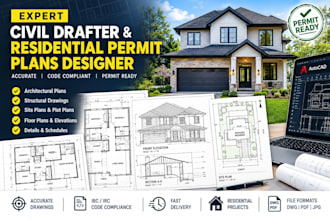 draw professional residential civil plans and site plans for permits