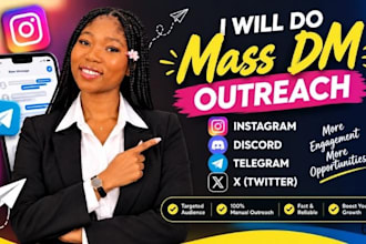 do mass dm outreach on instagram, discord, telegram and x twitter