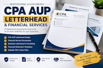 design professional CPA aup letterhead and financial service document