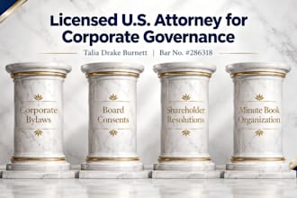 draft custom corporate bylaws as a licensed US attorney