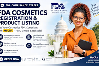 register cosmetics with fda mocra, us agent and product listing
