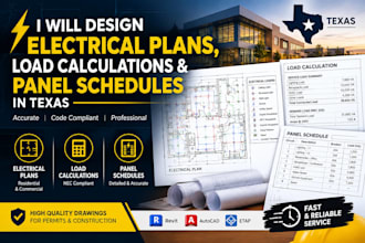 design electrical plans, load calculations and panel schedules in texas