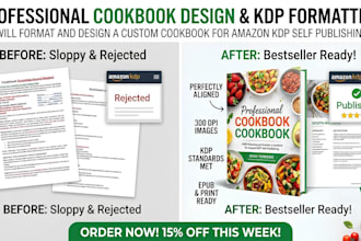 format and design a custom cookbook for amazon KDP self publishing