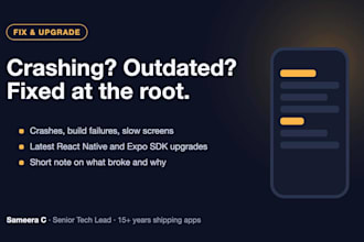 fix bugs, crashes and upgrade your react native app