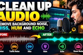 clean up audio, remove background noise, hiss, hum and echo