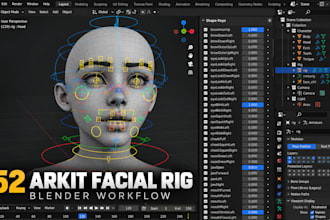 create 52 arkit blendshapes facial rig for mocap ue5 unity and vrm